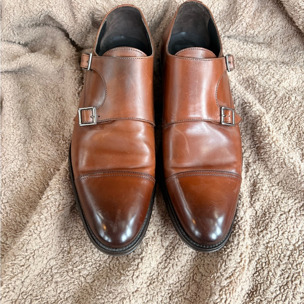 To Boot Tan Leather Double Monk Strap Oxfords